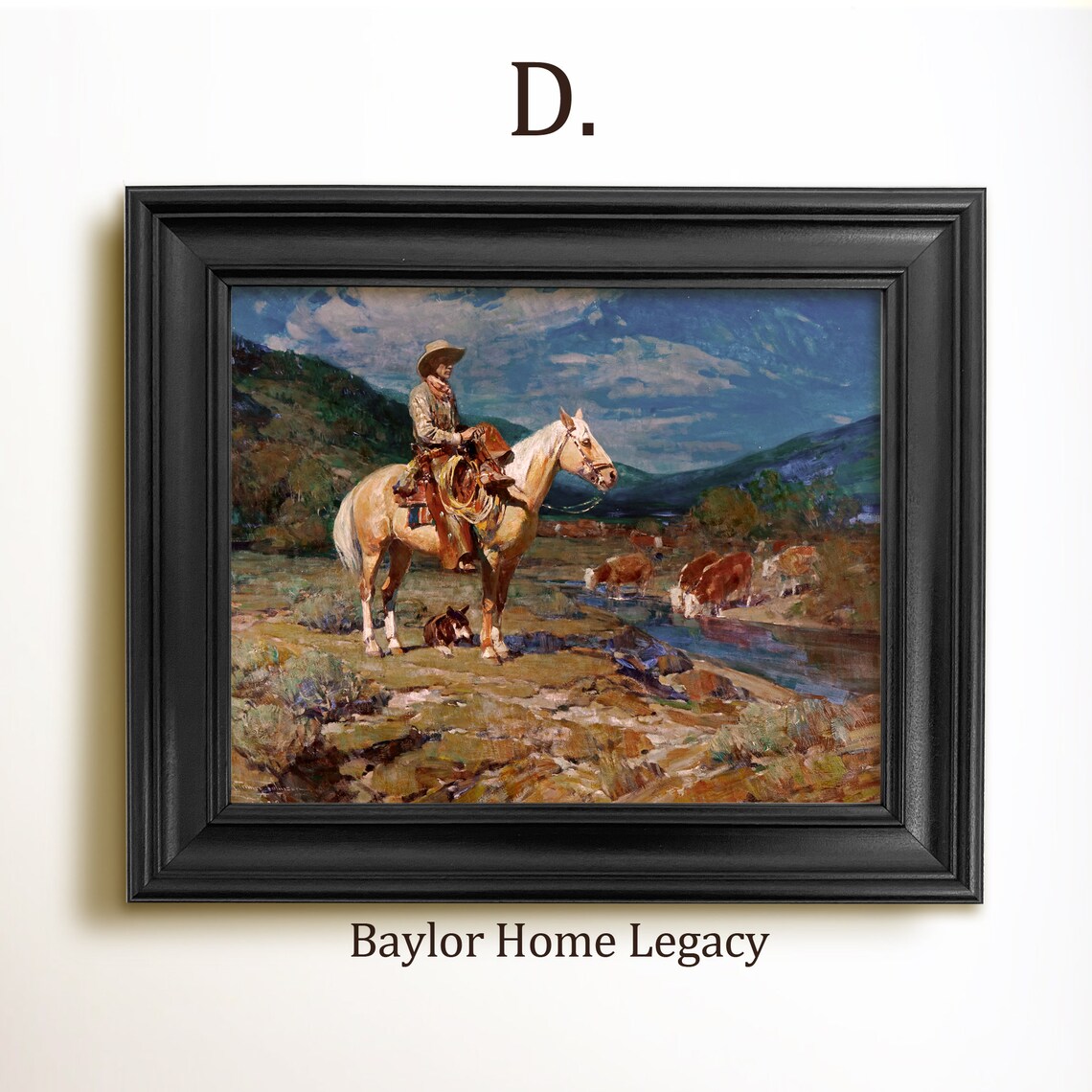 Vintage Cowboy Western Landscape Art Print, Rustic - Image 2