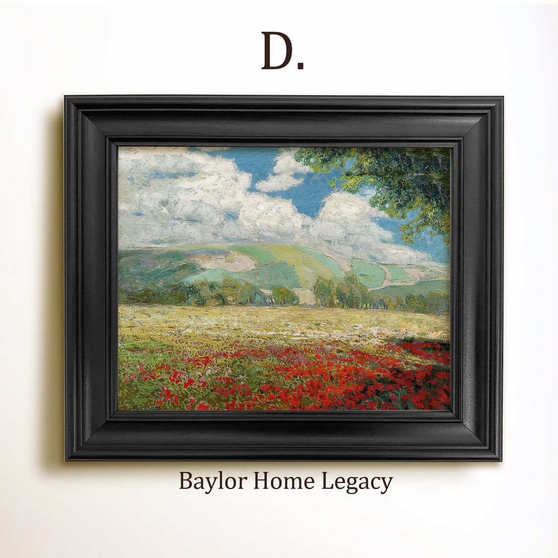 Framed Landscape Of Poppies Oil Painting Print On Floral English Countryside Landscape Painting - Image 2