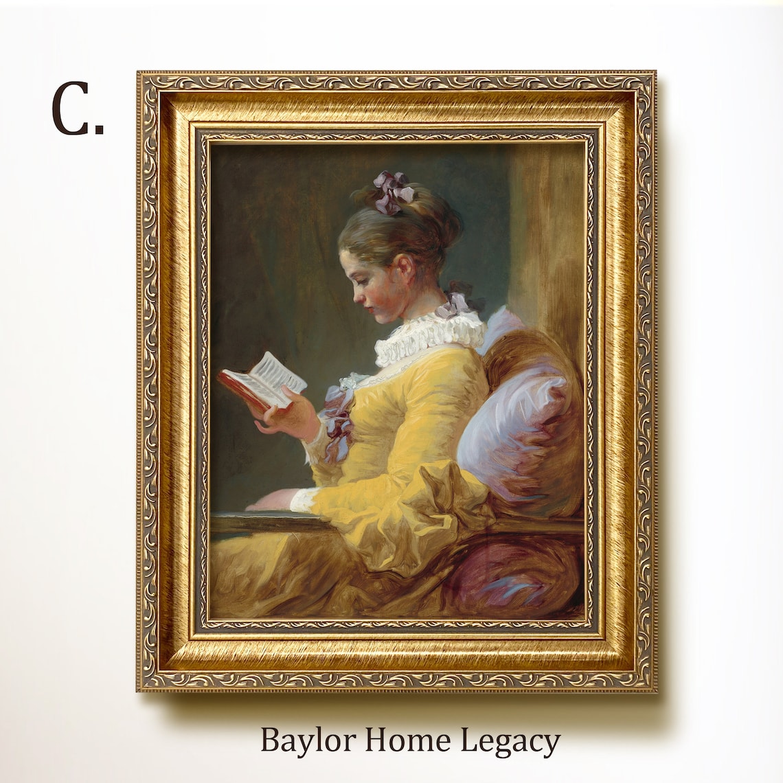 18th Century Woman Reading, Vintage French Portrait Art Print - Image 3