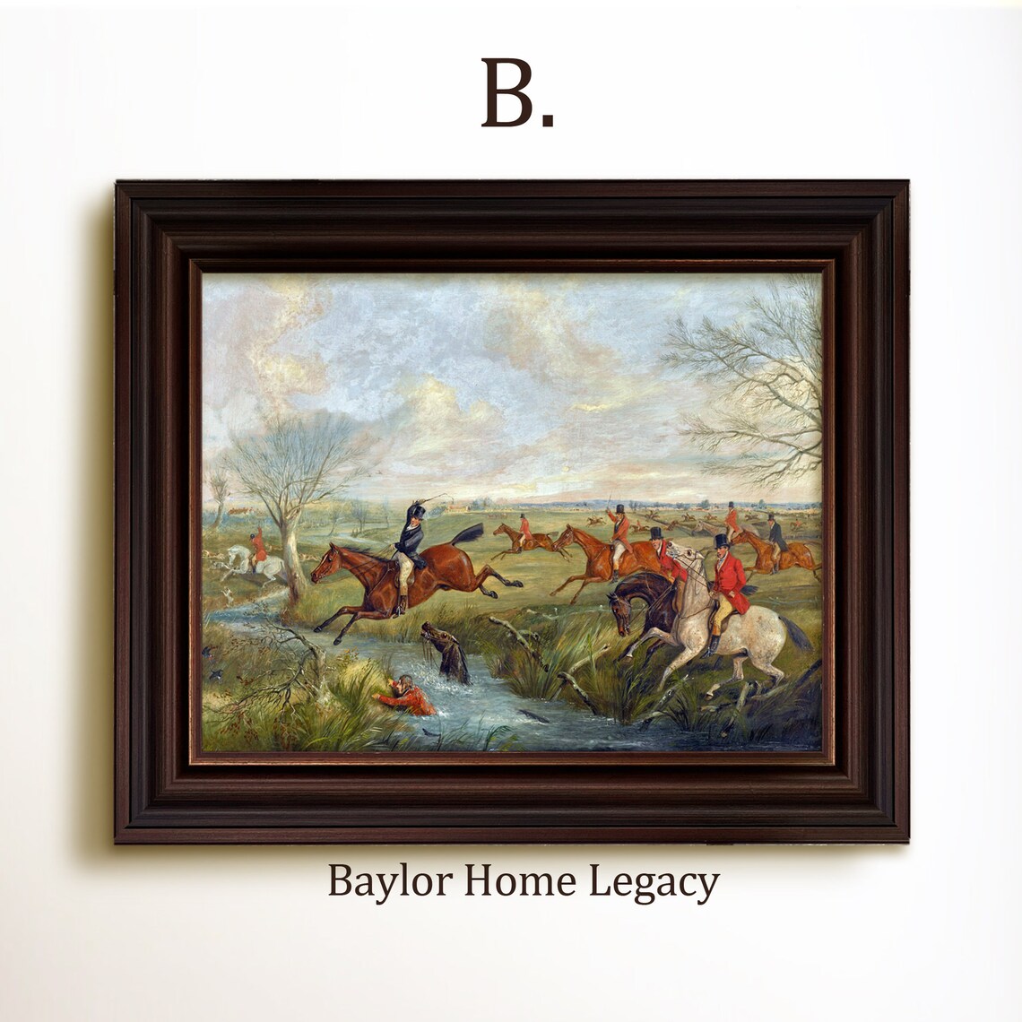 Fox Hunting Scene Oil Painting Wall Art Print - Image 4