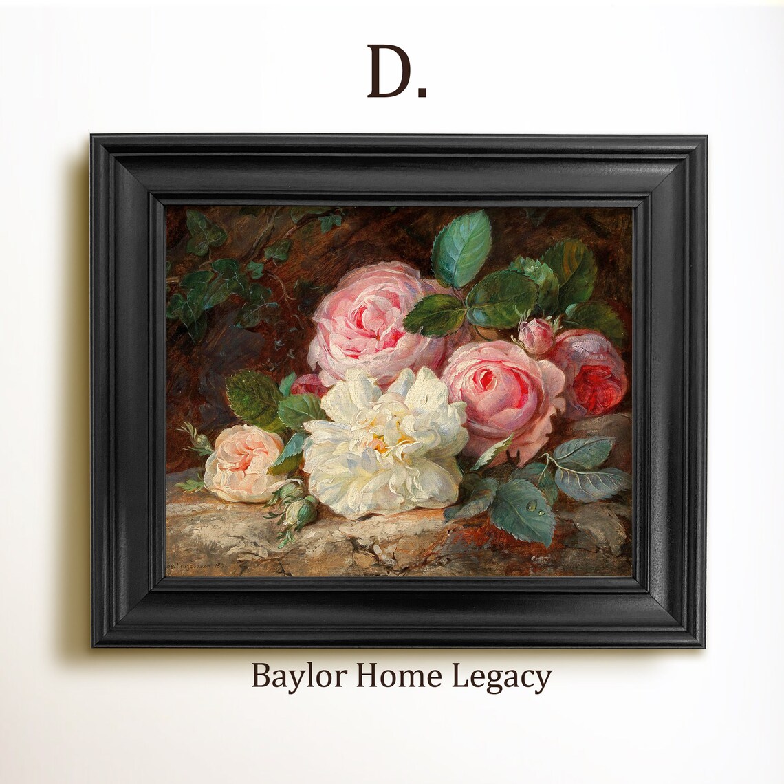 Vintage Roses Still Life Oil Painting Art Print - Image 2