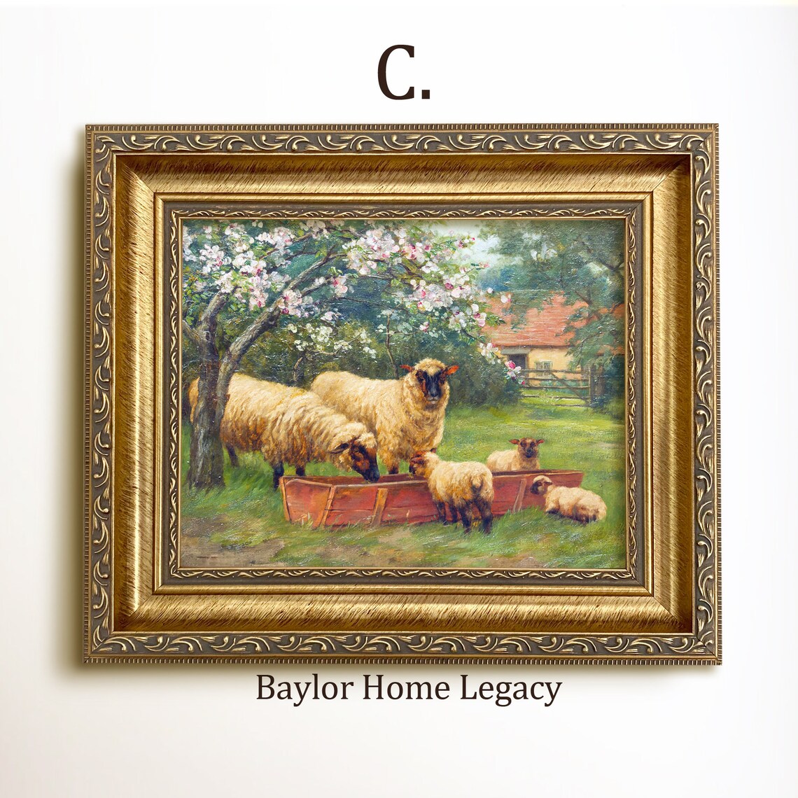 Sheep Antique Oil Painting-Style Wall Art Print - Image 3