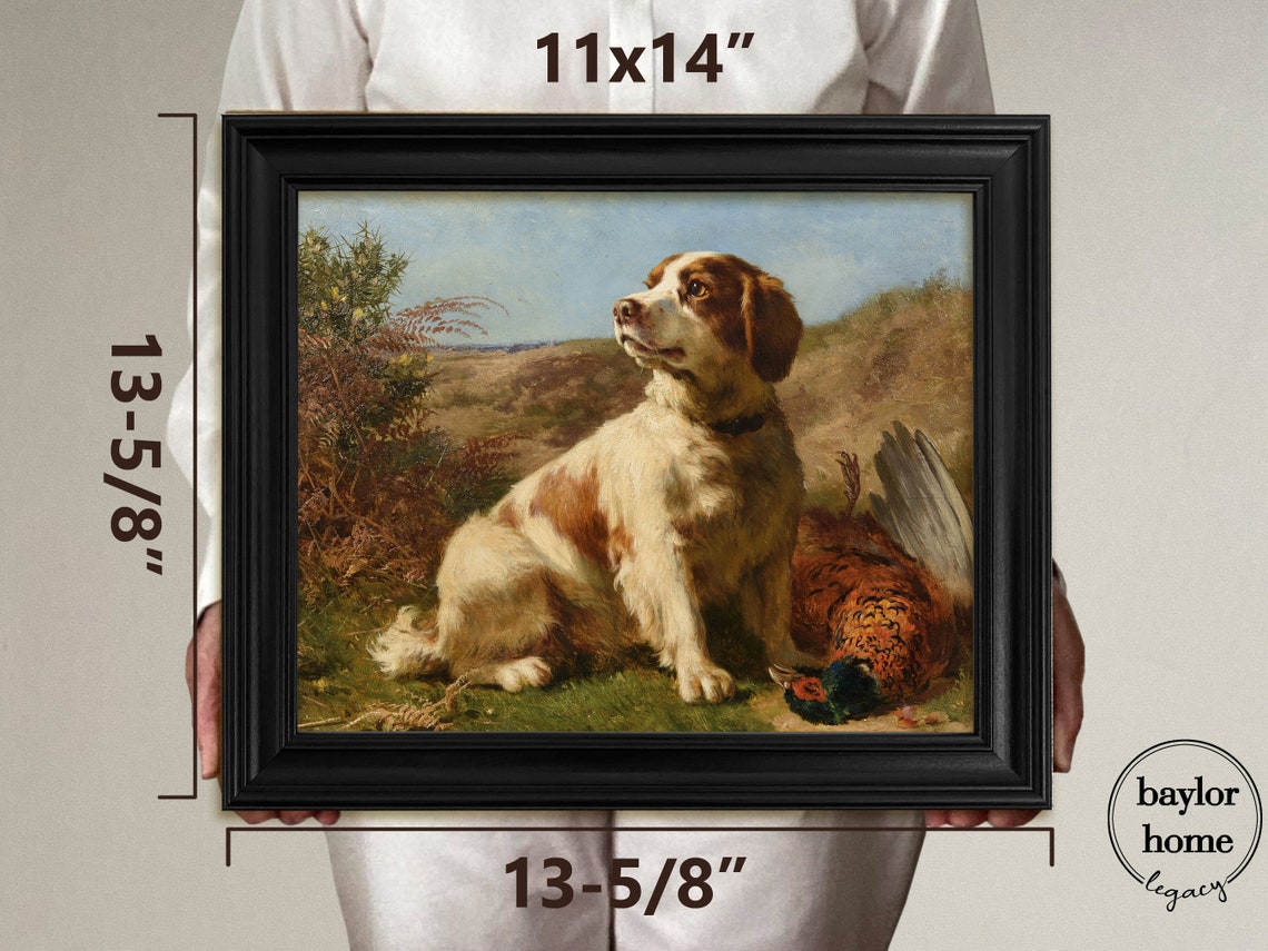 Springer Spaniel Dog With Pheasant Vintage Hunting Painting Art Print - Image 3