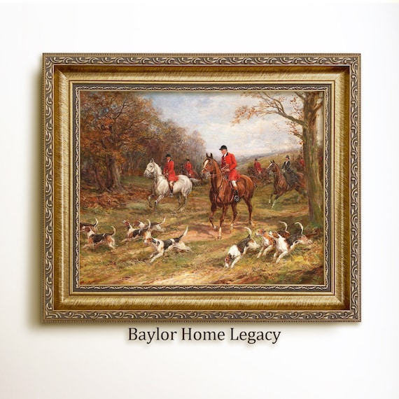 Fox Hunting Oil Painting, Classic Equestrian Art Print