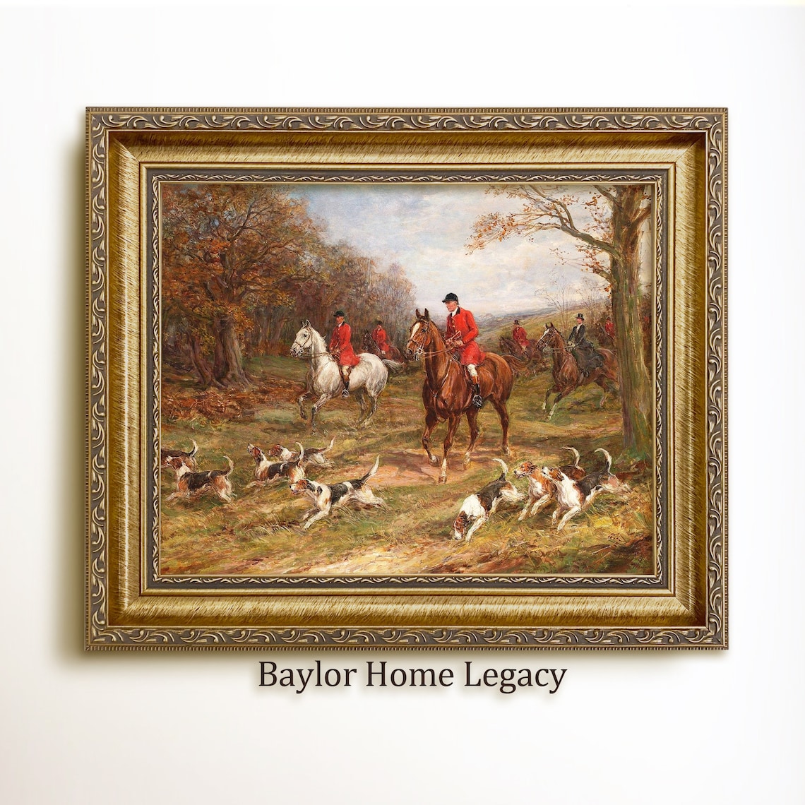 Fox Hunting Oil Painting, Classic Equestrian Art Print