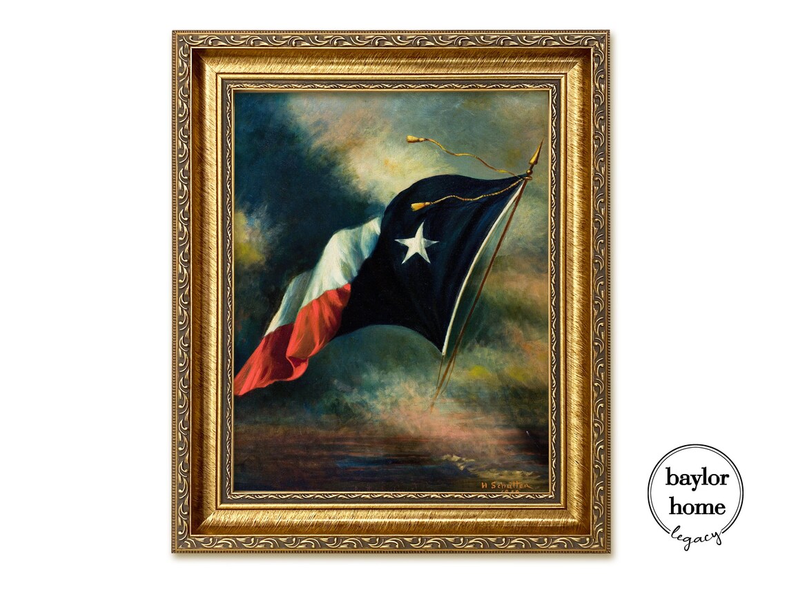 Texas Flag Oil Painting Art Print, Texas Wall Decor