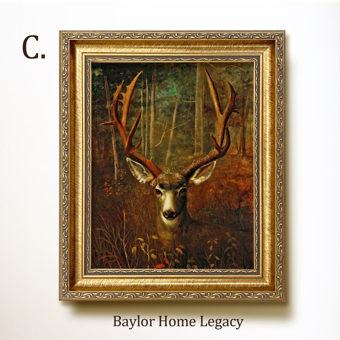 Vintage Deer Oil Painting Poster, Wildlife Decor - Image 3