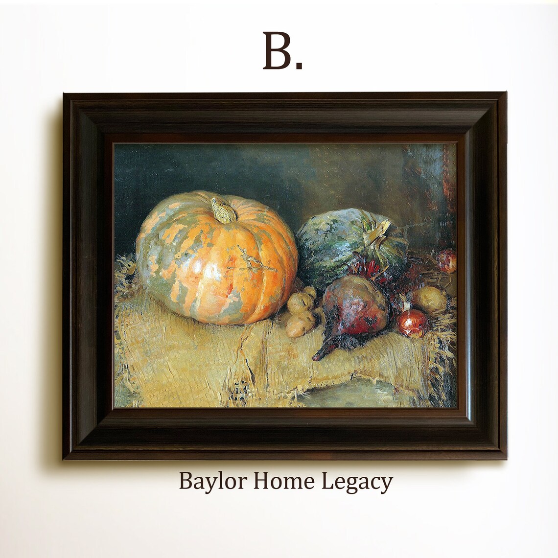 Vintage Still Life Pumpkins Beets Autumn Vegetables Oil Painting Print - Image 5