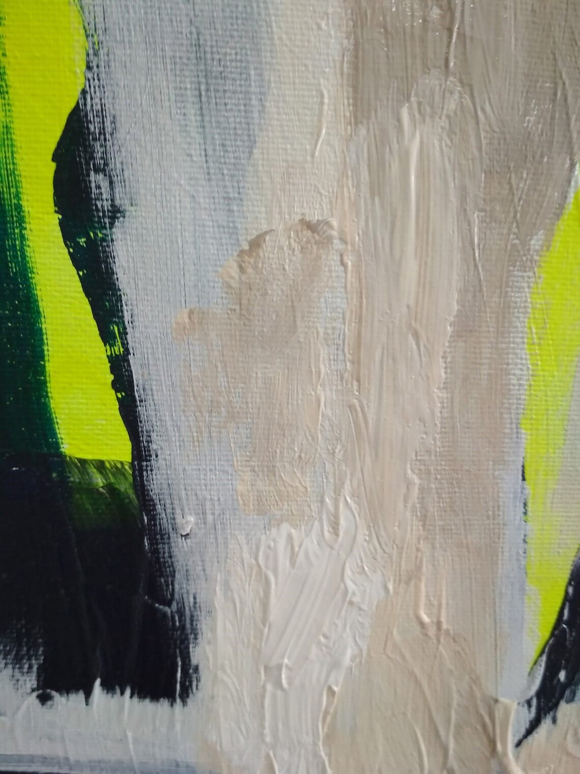 Minimalist Gray With Neon Lime Streak Contemporary Art Poster - Image 3
