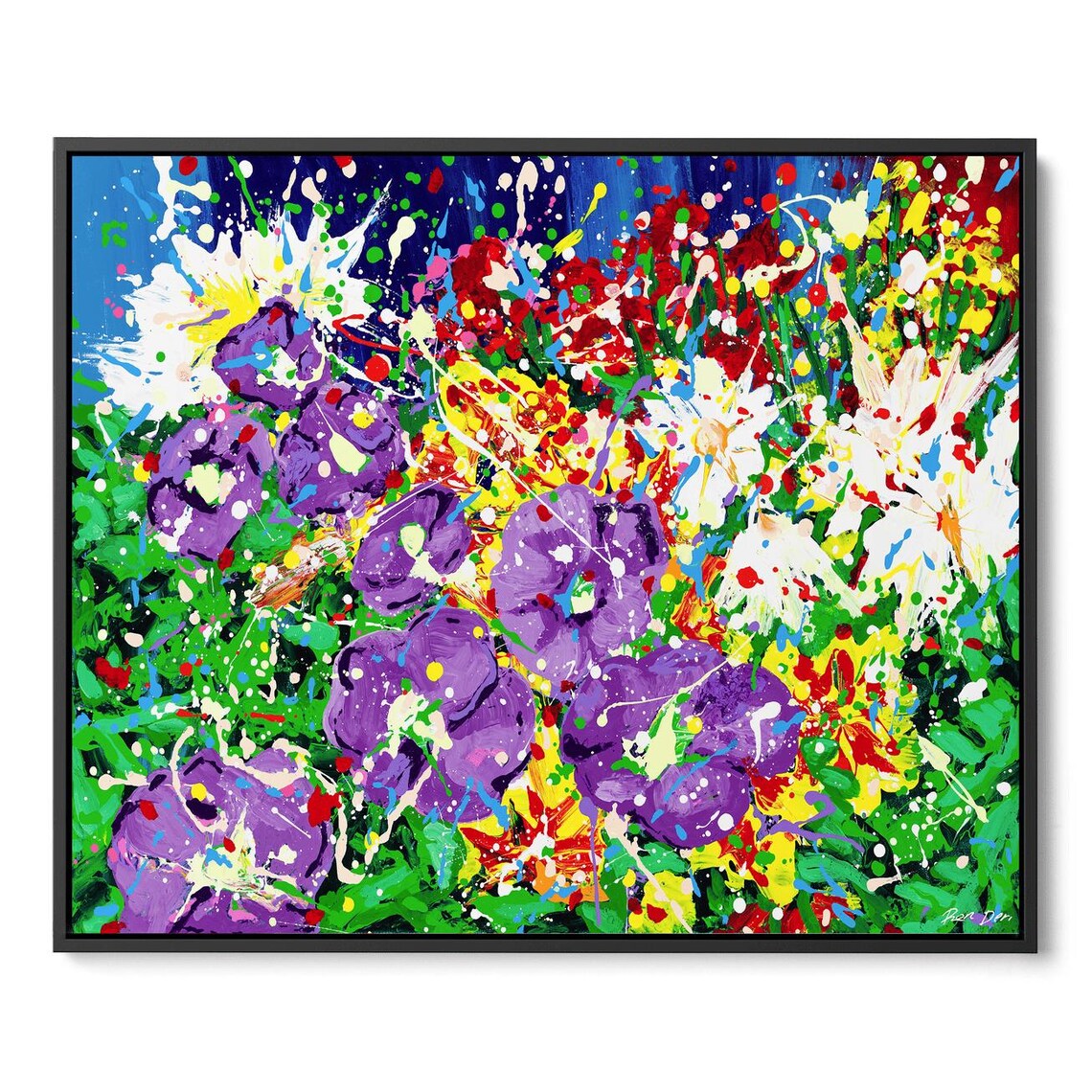 Purple Wildflowers Splatter Paint Vibrant Modern Floral Art Poster - Image 5