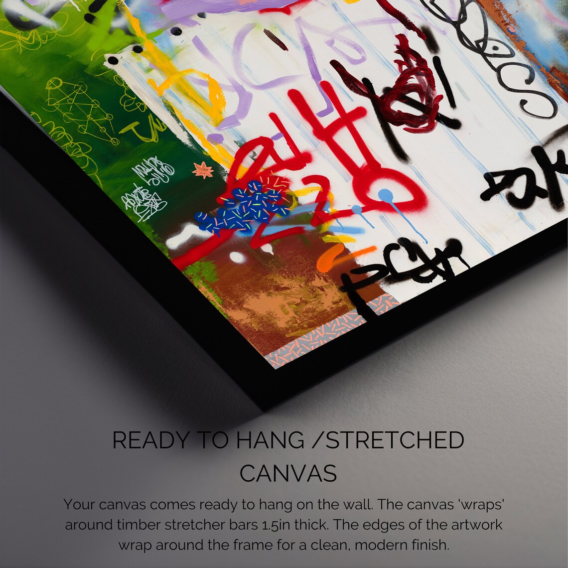 Green Graffiti Tag Wall Vertical Street Art Abstract Artwork Poster - Image 2