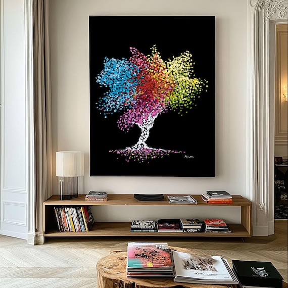 Tree Of Life Kabbalah Large Black Abstract Painting Tree Of Life Prints Extra Large Wall Art Tree Of Life Wall Art Above Bed Art Decor