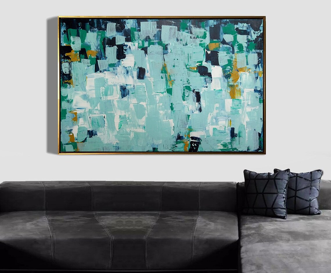 Mint Abstract Painting, Modern Living Room Art Print - Image 4