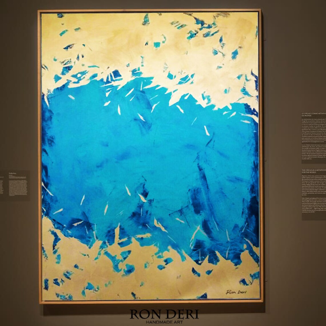 Energy Blue Minimalist Gold Painting, Abstract Art - Image 4