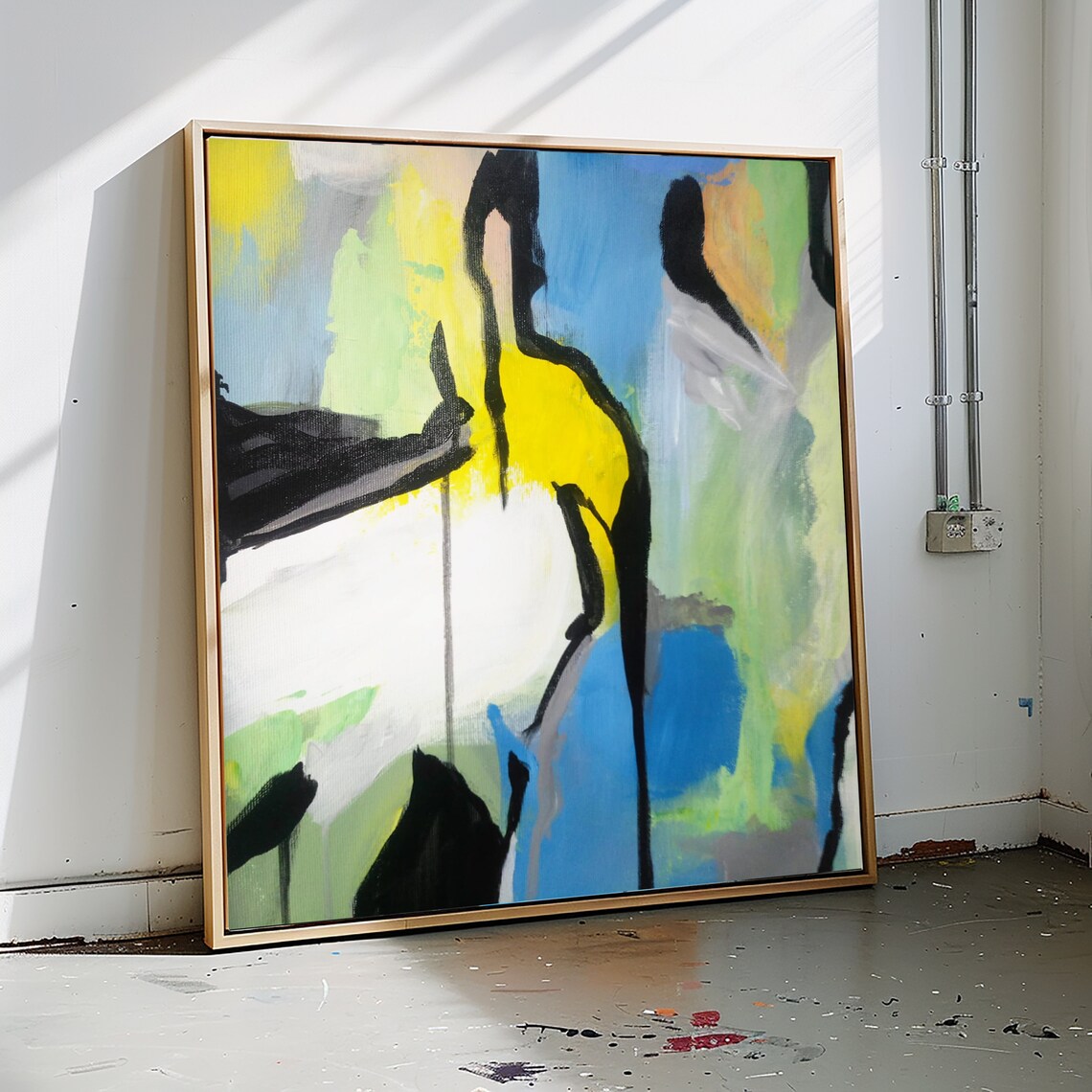 Blue Abstract Painting, Modern Wall Art Print
