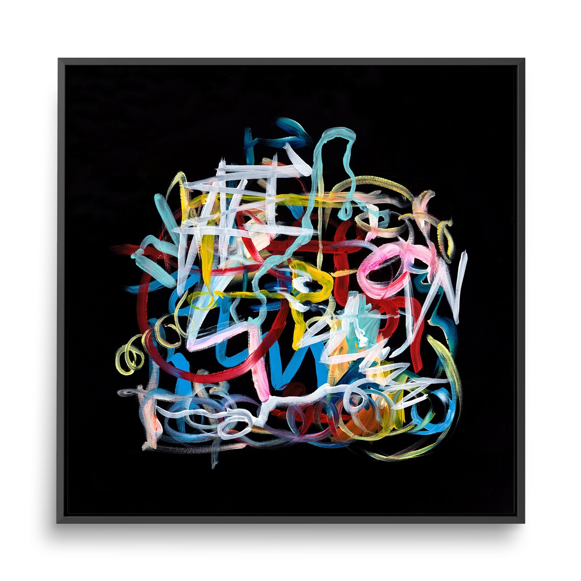 Black Abstract Art Print, Modern Colorful Painting - Image 4
