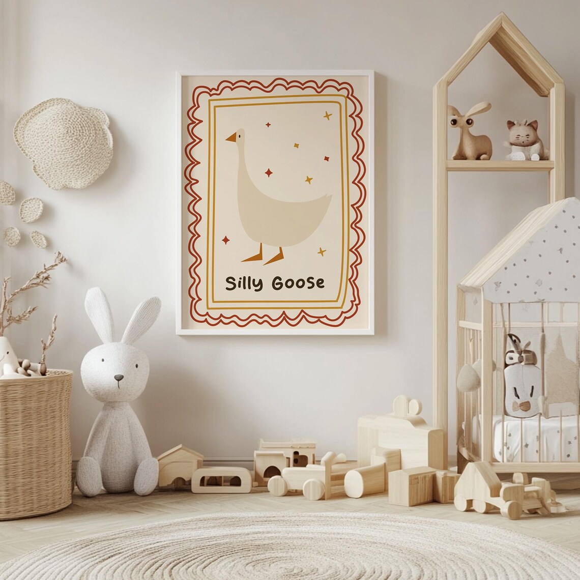 Silly Goose Vintage Scallop Border Funny Goose Kids Wall Poster - Image 4