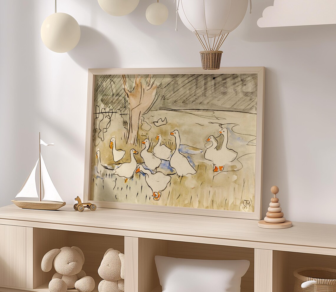 Goose Retro Nursery Wall Art Animal Art Print - Image 2