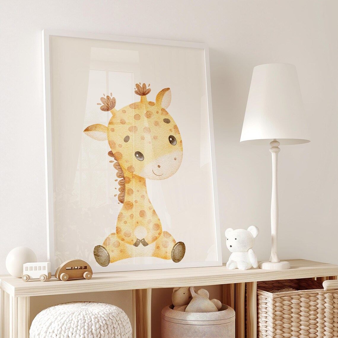 Adorable Baby Giraffe Watercolor Minimalist Safari Nursery Poster - Image 2