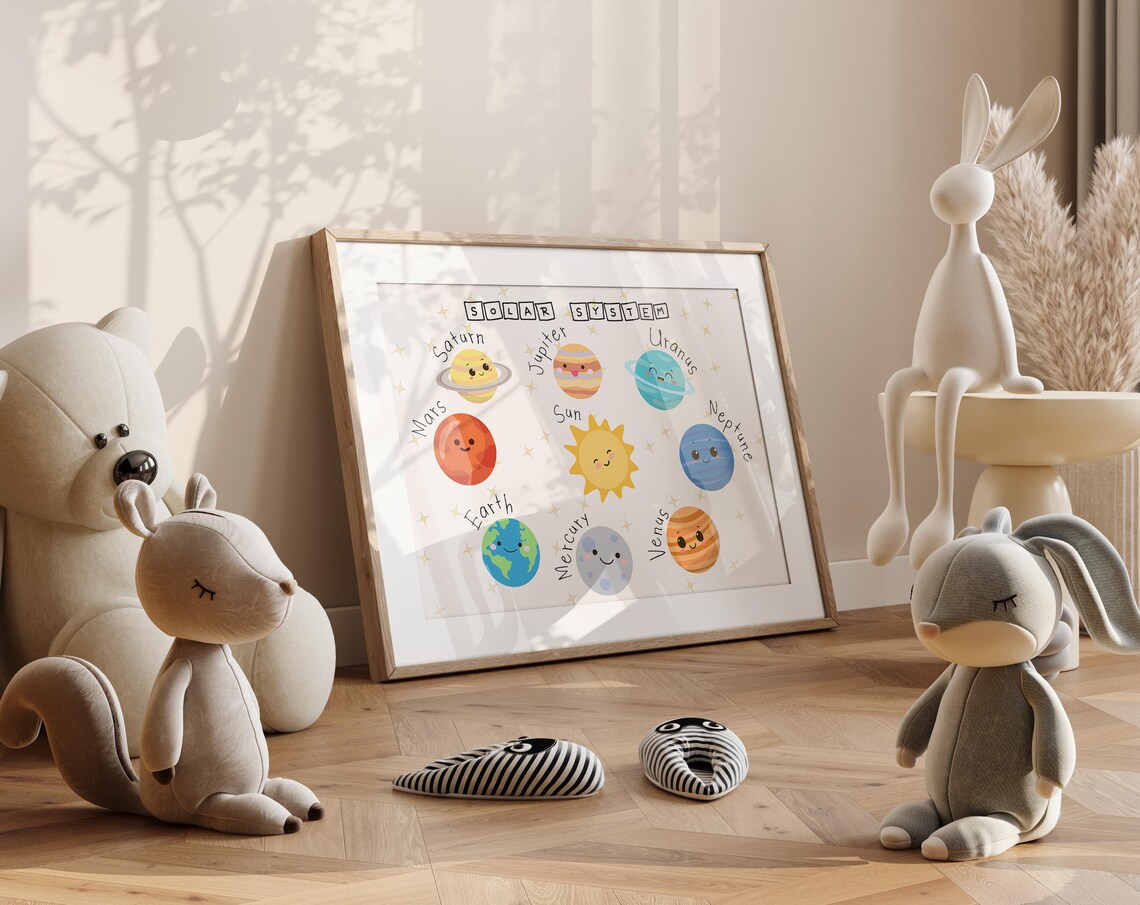 Cute Solar System Planets Art Print, Kids Room Decor - Image 4