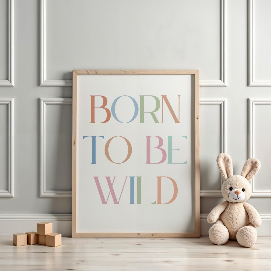 Born To Be Wild Pastel Typography Motivational Kids Room Poster - Image 3