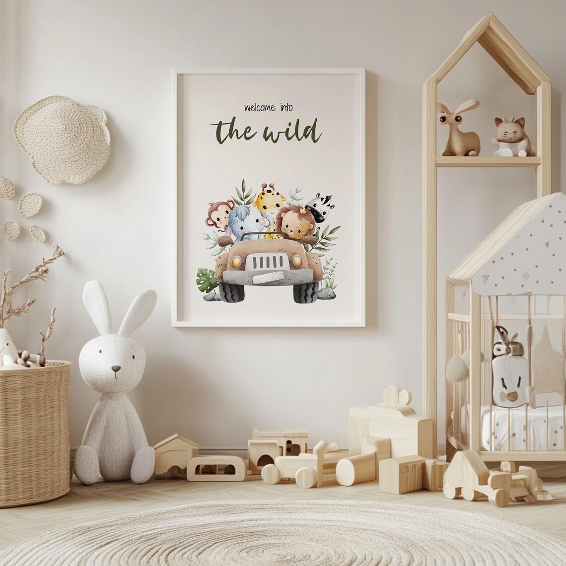 Welcome To The Wild Safari Jeep Animals Kids Room Decor Poster - Image 4