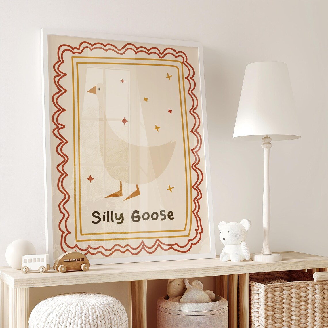 Silly Goose Vintage Scallop Border Funny Goose Kids Wall Poster - Image 2