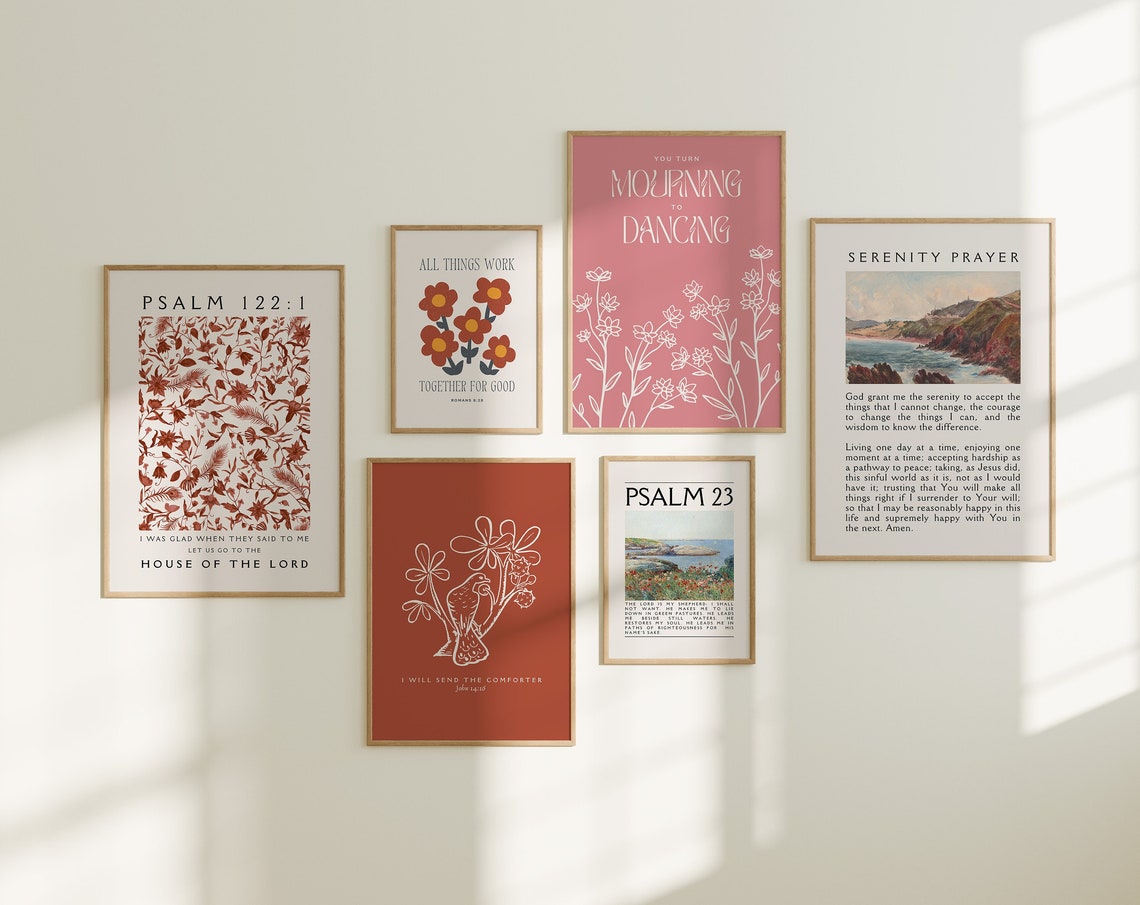 Christian Bible Verse Collection 6 Designs Red Pink Scripture Poster