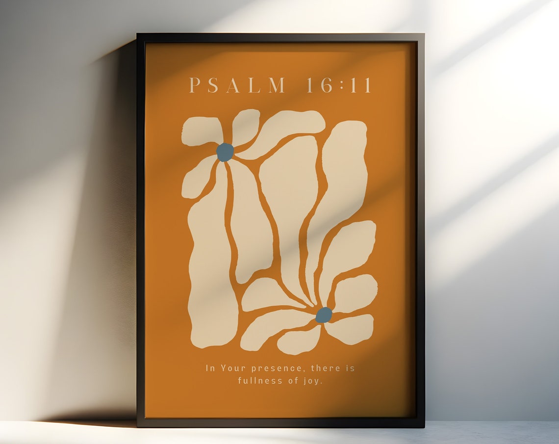 Psalm 1611 Retro Flower Market Print Be Still Christian Wall Art Bible Verse Poster Scripture Gift For Her Colorful Orange