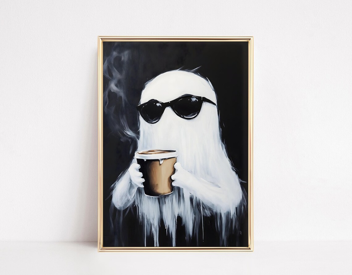 Espresso Ghost Art Print, Cool Halloween Decor