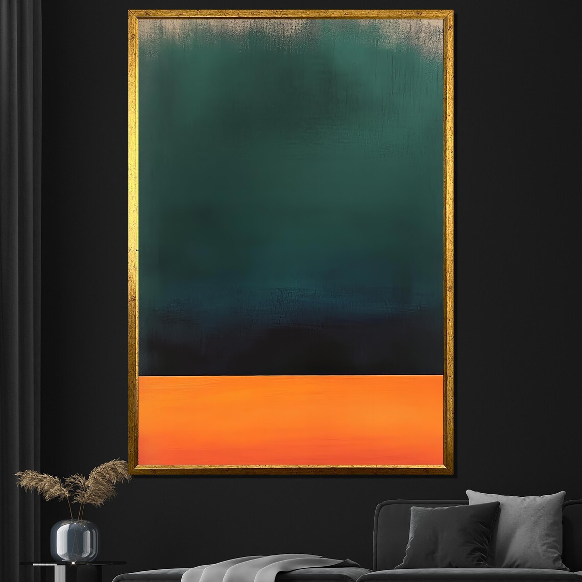 Rothko-Inspired Green and Orange Abstract Art Print