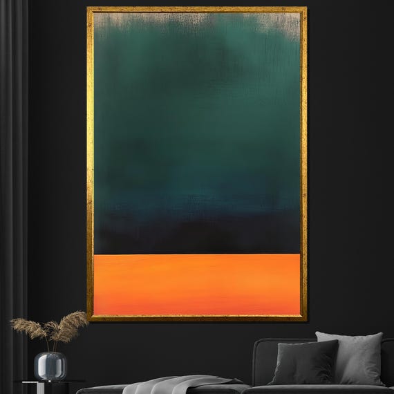 Rothko-Inspired Green and Orange Abstract Art Print