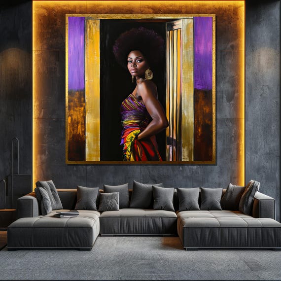 Bold African Woman Painting Vibrant Afrocentric Wall Art Cultural Gift For Home Decor