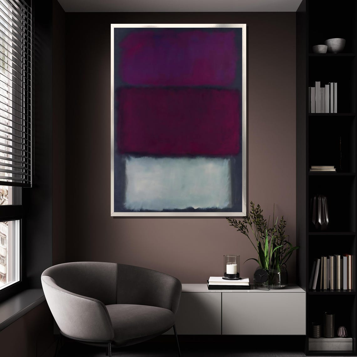 Mark Rothko Style Layered Purple Magenta And White Abstract Poster - Image 4