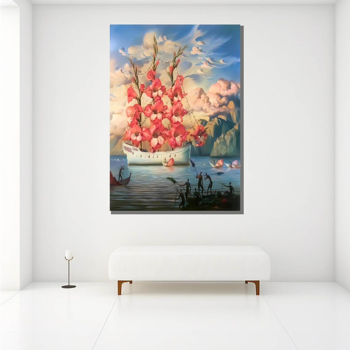 Surreal Dreamlike Pink Flower Ship Fantasy Surrealist Art Print - Image 2
