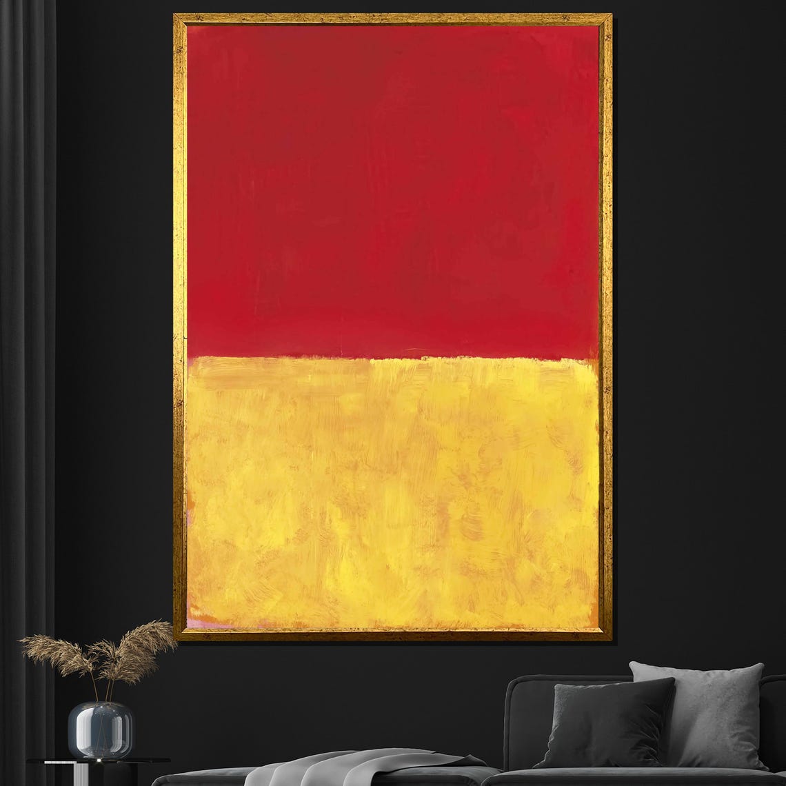 Mark Rothko Style Bold Red Over Textured Golden Yellow Poster