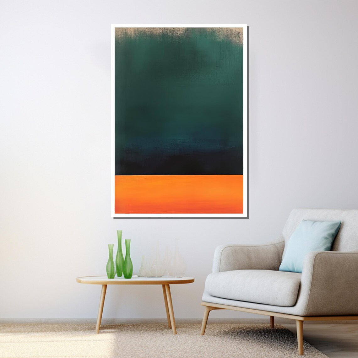 Rothko-Inspired Green and Orange Abstract Art Print - Image 3