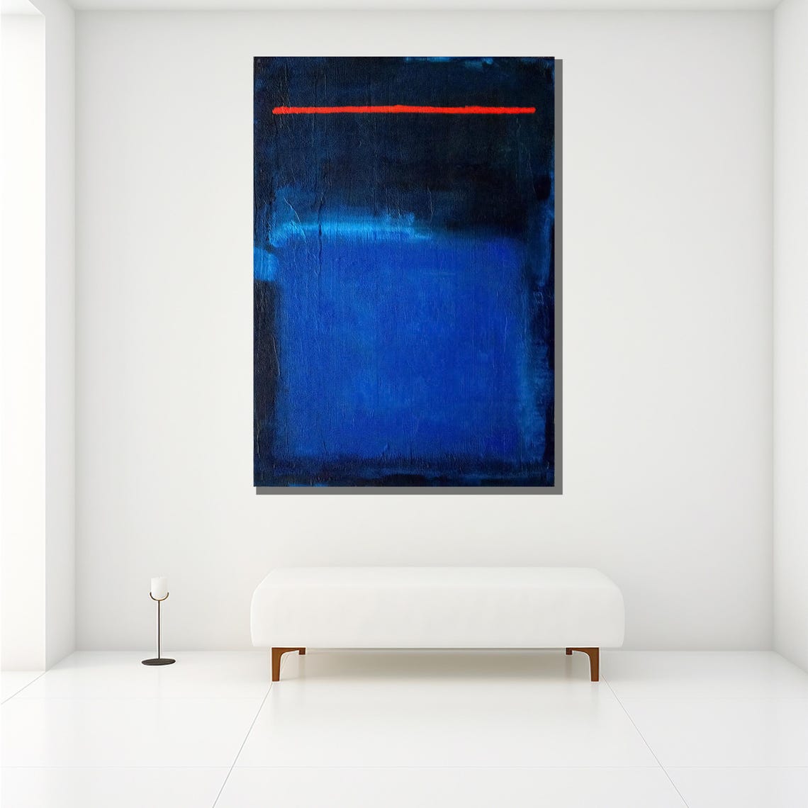 Mark Rothko Style Vast Deep Blue Field With Thin Red Line Poster - Image 2