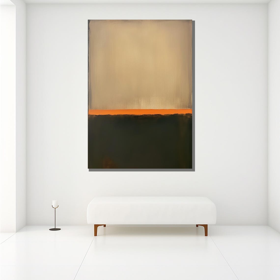 Mark Rothko Beige Orange Green Subtle Striped Abstract Print - Image 2