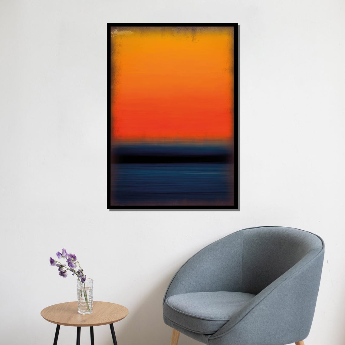 Mark Rothko Painting Sunset Orange And Blue Abstract Art Modern Wall Decor Mid Century Gift Large Artwork - Image 5