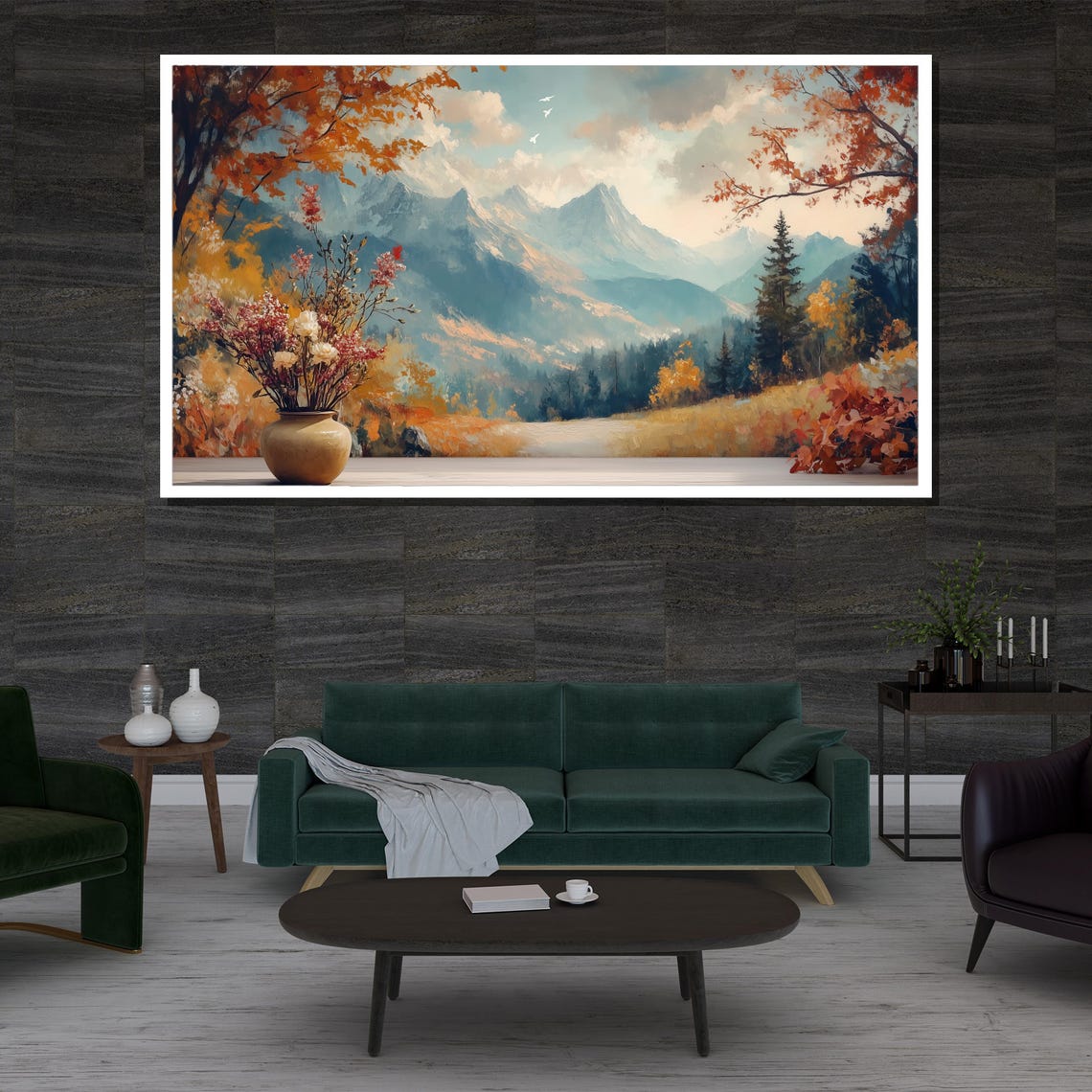Vase Autumn Flowers Mountain Meadow Fall Colors Still Life Poster - Image 3