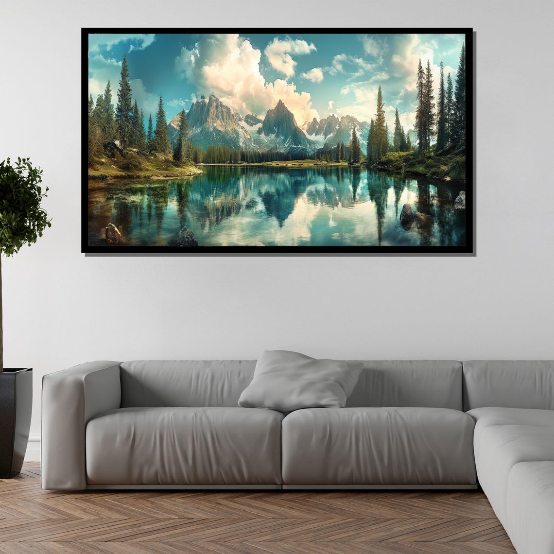 Mountain Lake Reflection With Pine Trees Scenic Nature Travel Poster - Image 5