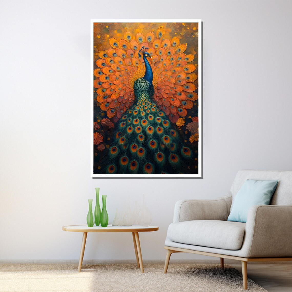 Peacock Feather Art Print, Elegant Wildlife Decor - Image 3