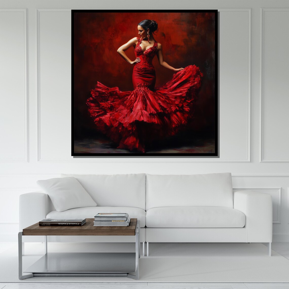 Flamenco Dancer In Flowing Red Dress Dramatic Textured Painting Poster - Image 5