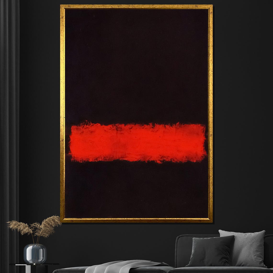 Mark Rothko Style Glowing Red Band On Black Minimalist Art Poster