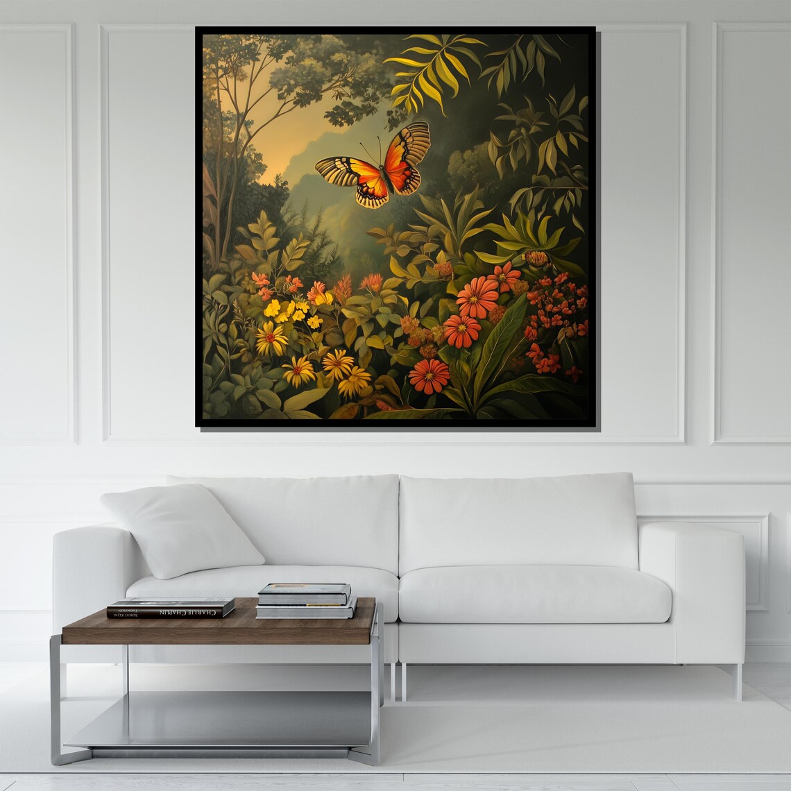 Monarch Butterfly Tropical Flowers Lush Garden Nature Poster - Image 5
