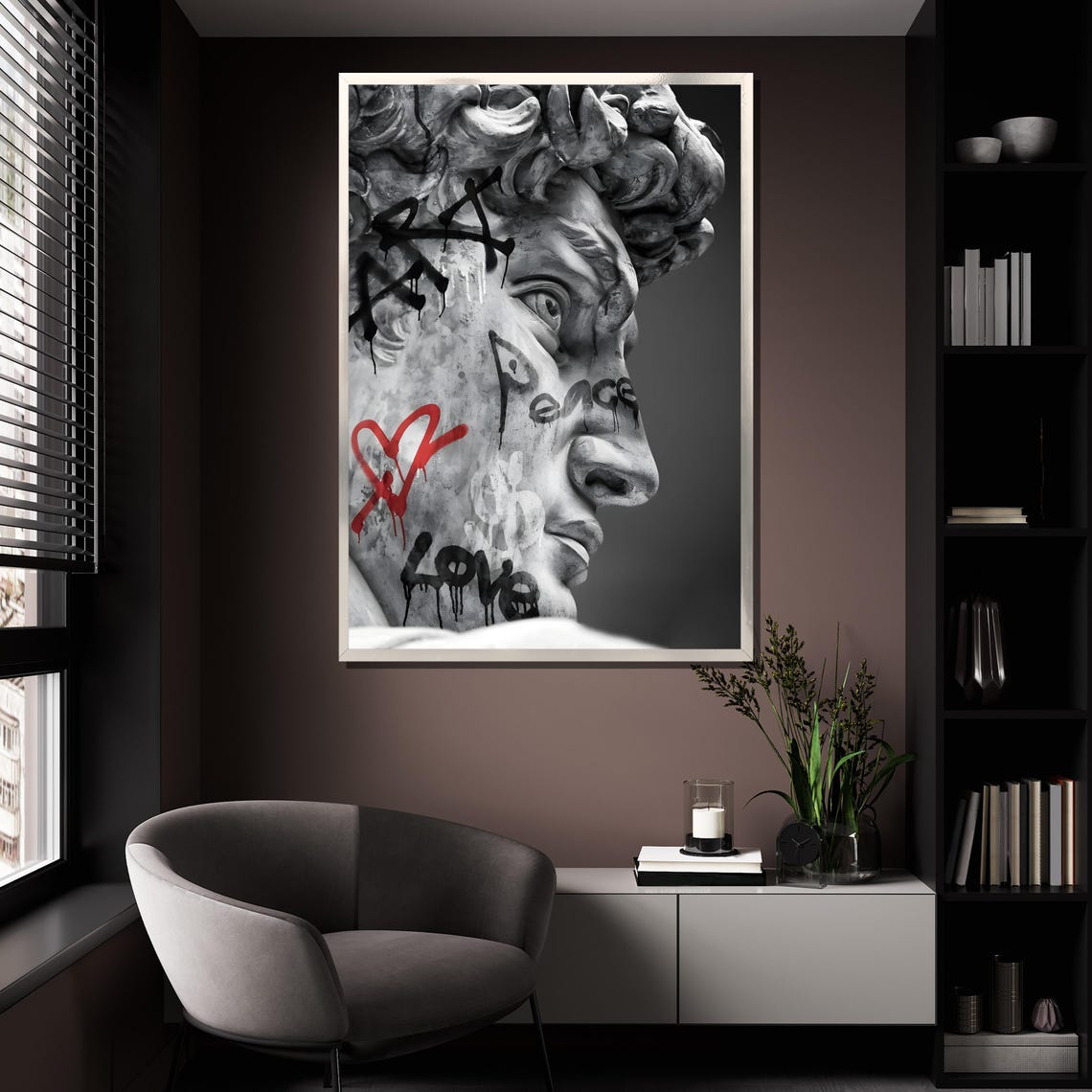 David Graffiti Pop Art Modern Wall Art With Bold Black And White Design For Home Decor Or Gift - Image 4