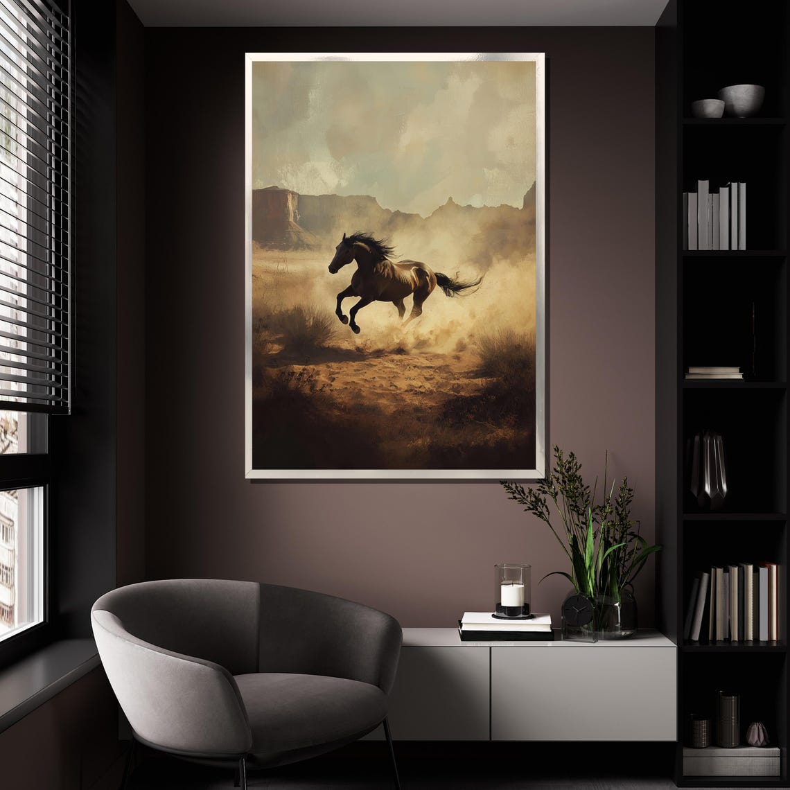 Wild Horse Galloping Dusty Desert Mesas Western Rustic Nature Poster - Image 4
