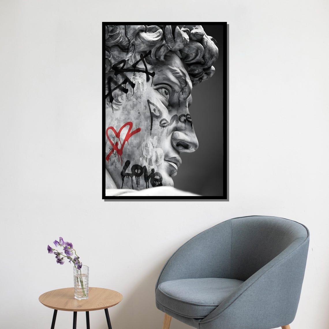 David Graffiti Pop Art Modern Wall Art With Bold Black And White Design For Home Decor Or Gift - Image 5