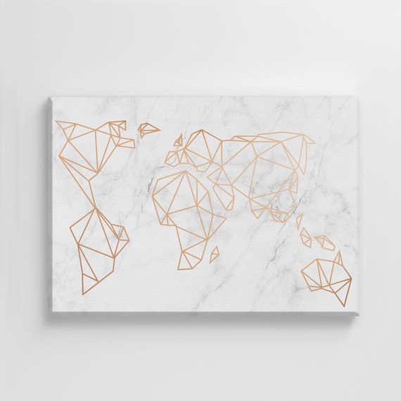 Marble Geometric World Map, Nursery Decor